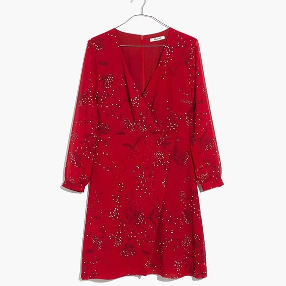 Madewell Women's Hazelwood‎ Wrap-Front Mini Dress in Windswept Floral Size 8 - Picture 2 of 7